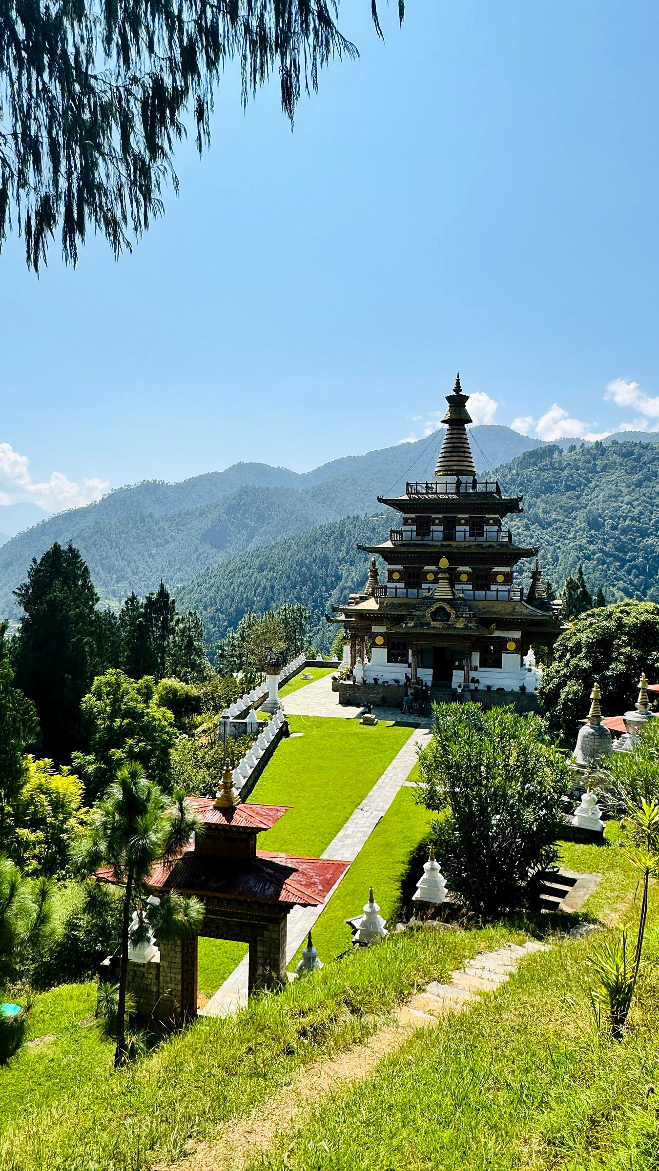 Khamsum Yulley Namgyal Chorten rising above the Punakha valley